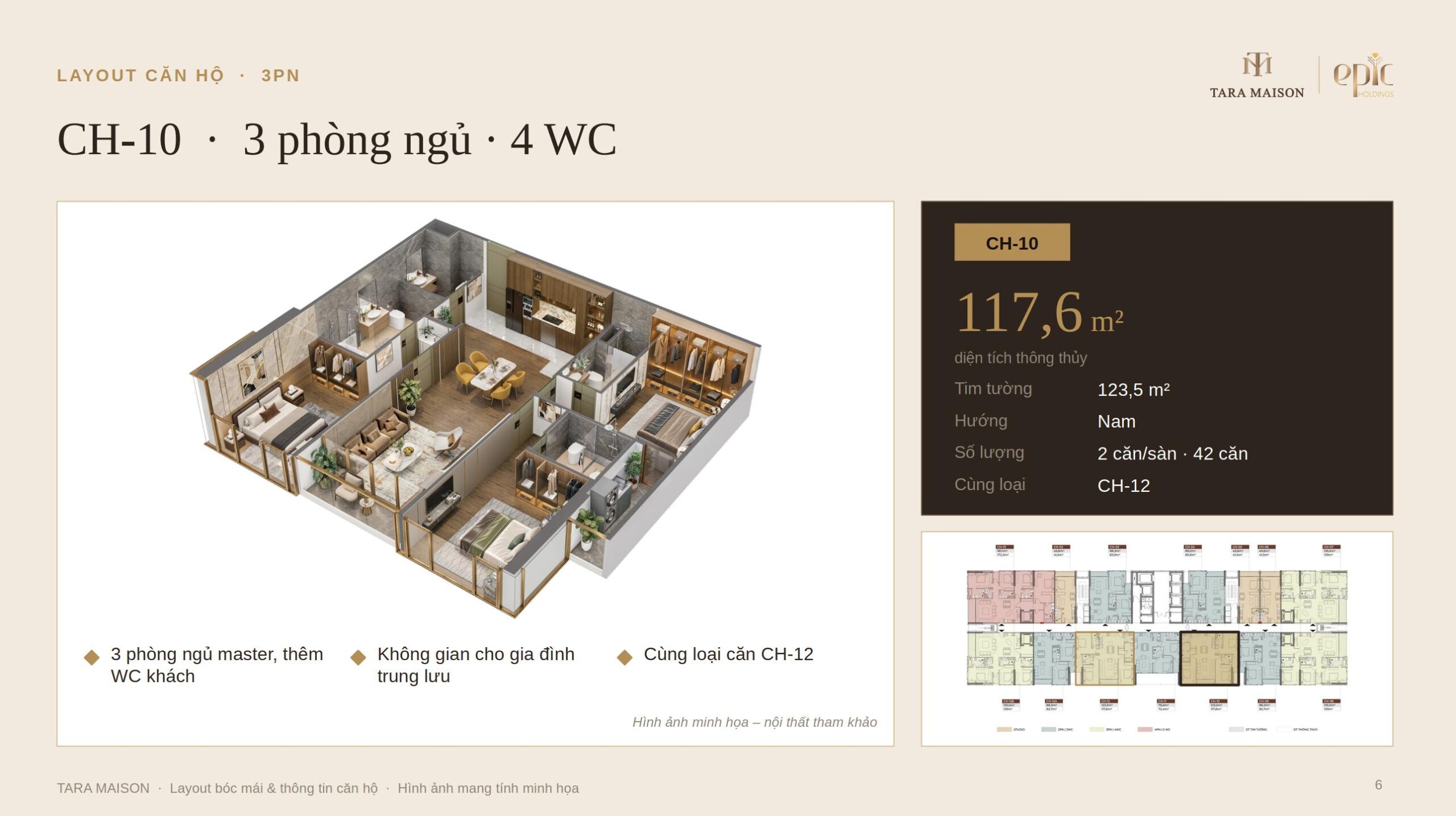 Căn 3 phòng ngủ 117,6m2 Tara Maison
